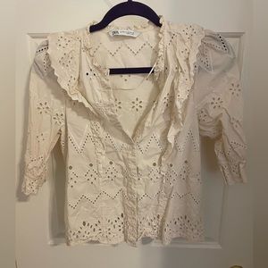 Zara Eyelet Top and Skirt Set